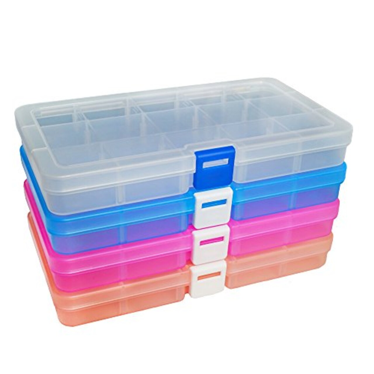 DUOFIRE Plastic Organizer Container Storage Box Adjustable Divider